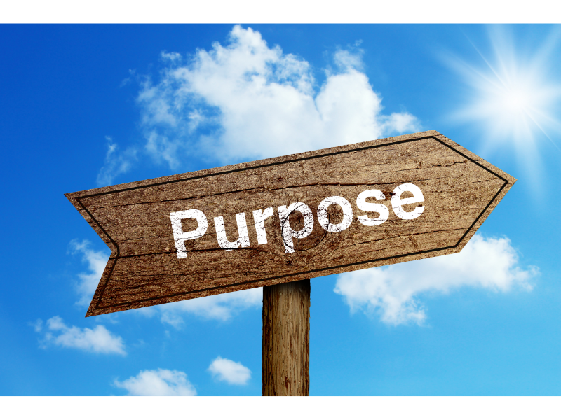 Sign with the word purpose